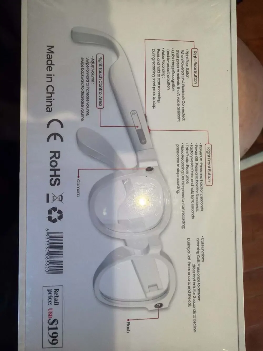 AIMB-S1‎ AI Smart Glasses with Camera and Bluetooth Audio